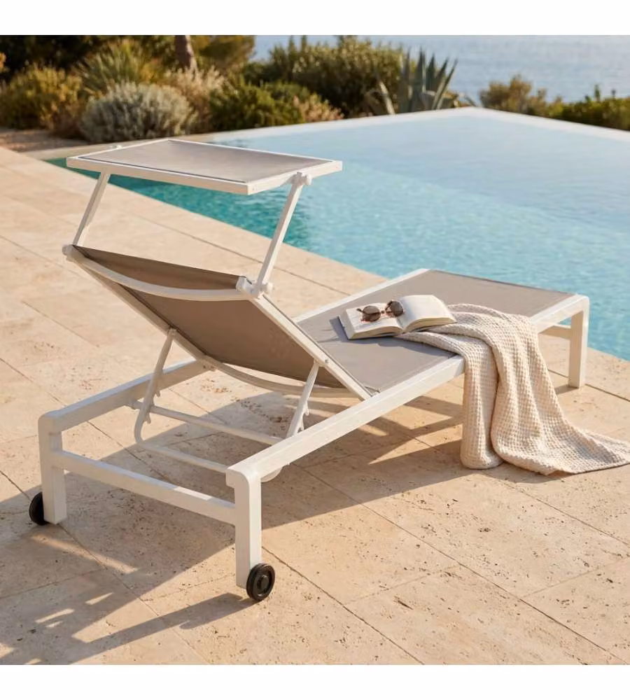 Cosma Lettino Madison Prendisole Bianco 195x78 cm con Tettuccio