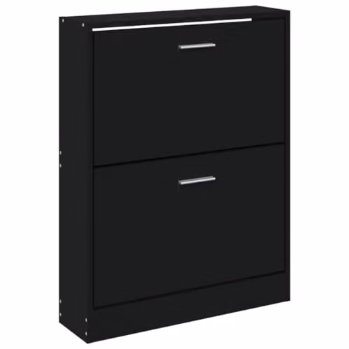 Helloshop26 Scarpiera Range Scarpiera Armadietto ingresso Corridoio Soggiorno 59 x 17 x 81 cm Legno di ingegneria Nero 02_0021985