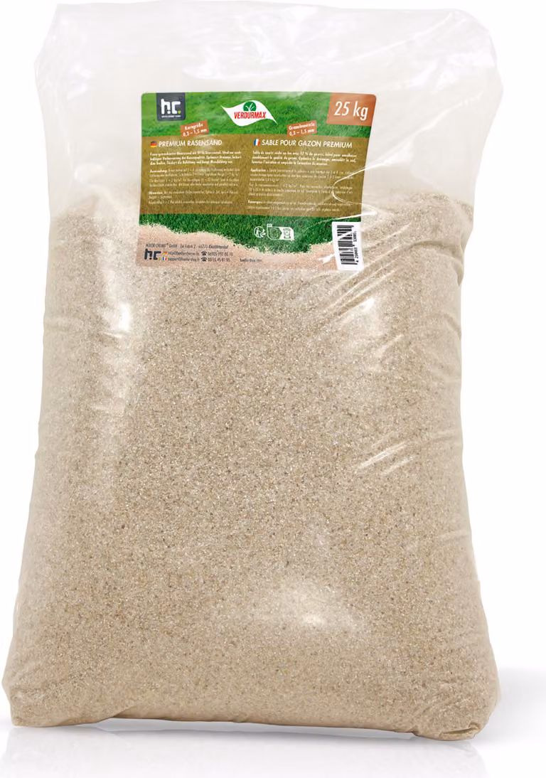 25 kg di sabbia per prato premium VERDURMAX®, granulometria 0,3 - 1,5 mm