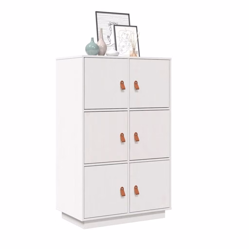 vidaXL Credenza Bianca in Legno Massello di Pino L: 67 cm, P: 40 cm, H: 108,5 cm