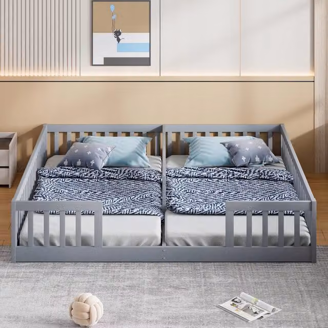 Letto a pannelli 90x200 - Xylo - Grigio con sponda