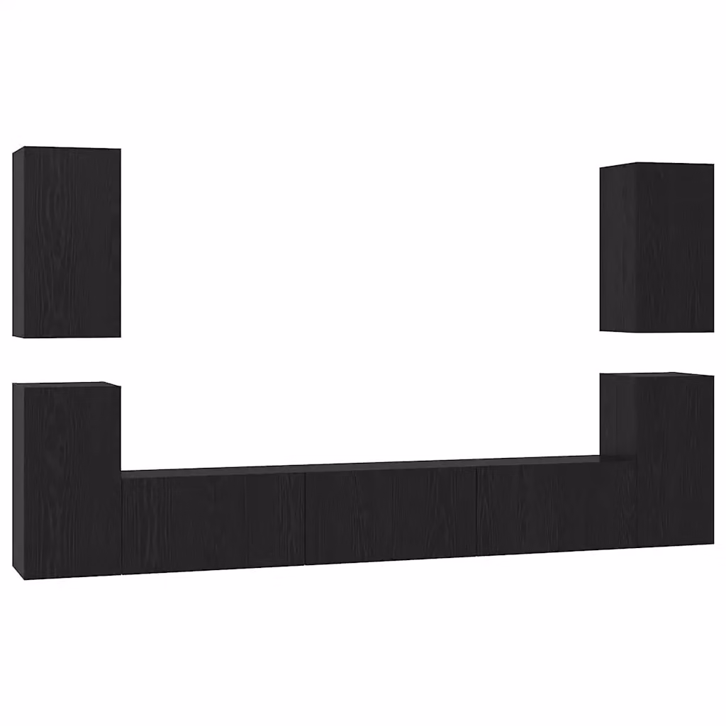 Set mobile TV moderno vidaXL da 7 pezzi, montaggio a parete, colore rovere e nero, in legno MDF – 2