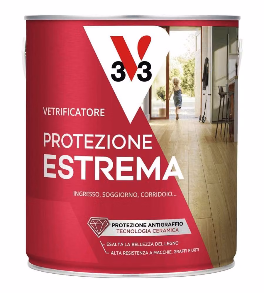 V33 Vetrificatore per Parquet Incolore Satinato, Protezione Estrema, 2,5 l