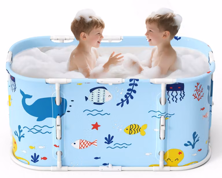 Vasca da bagno pieghevole e portatile - Dimensioni: 110 x 54 x 59 cm - Colore: blu