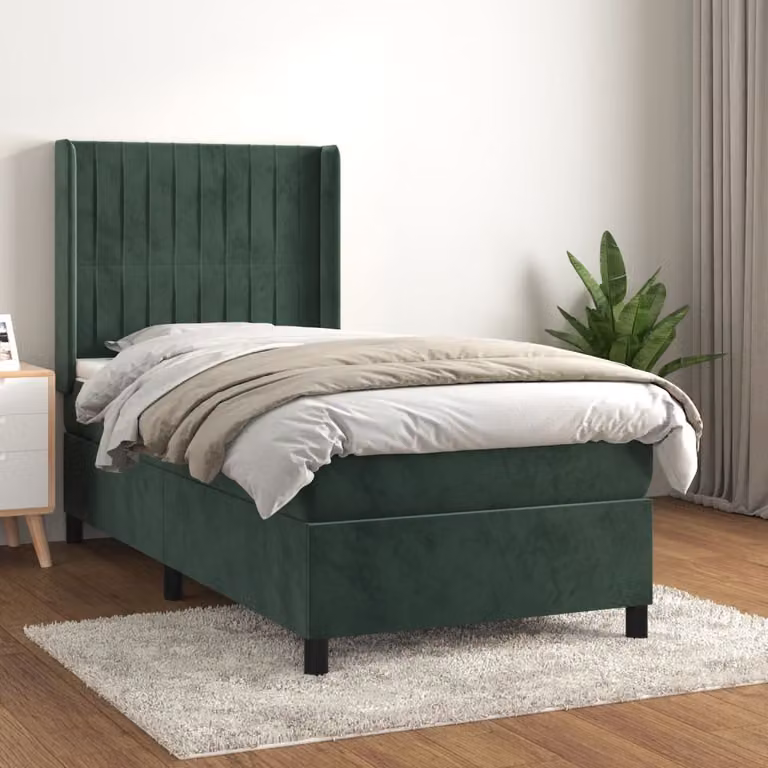 Maison Exclusive - Letto boxspring con materasso verde scuro 90x190 cm velluto