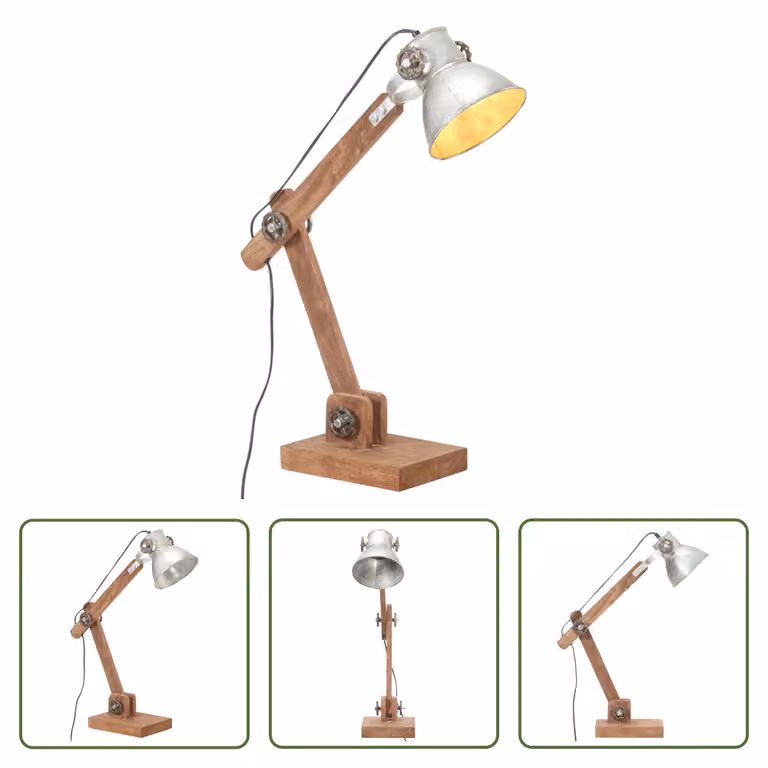 The Living Store Lampada da scrivania in stile industriale Argento Rotonda 58x18x90 cm E27
