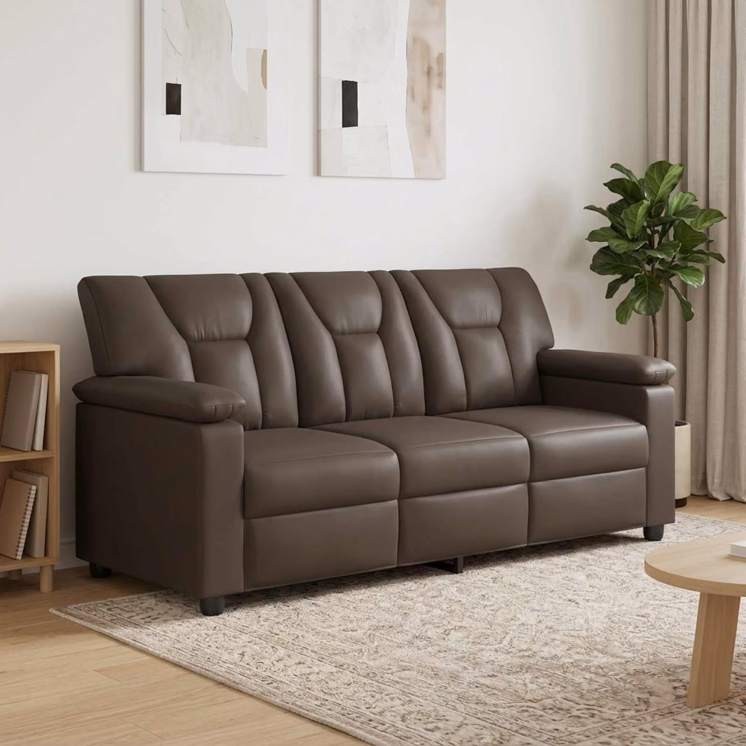 Divano moderno vidaXL in similpelle e tessuto grigio con struttura in metallo L: 191 cm, P: 85 cm, H: 93 cm