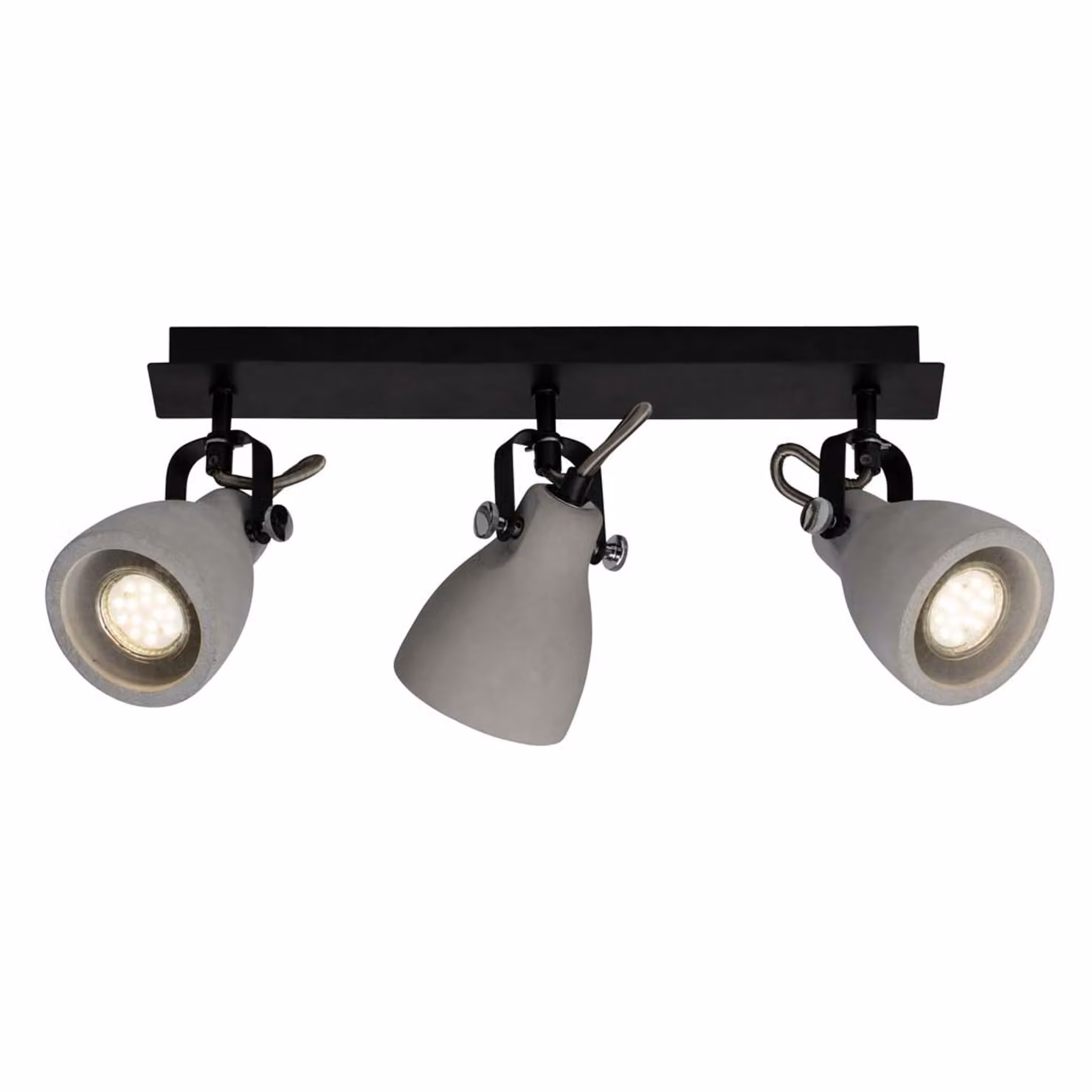 BRILLIANT Lampada Thanos Spotbalken a 3 bracci, nero opaco/grigio cemento | 3x PAR51, GU10, 20 W, adatta per lampadine a riflettore (non incluse) | Teste orientabili
