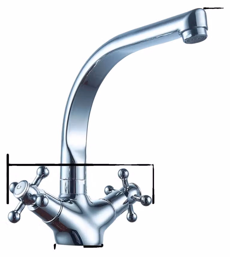 Miscelatore per lavabo, struttura in metallo resistente, design moderno, colore argento