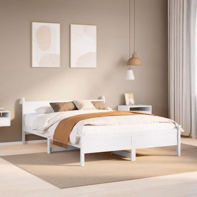 Letto in legno massello di pino bianco vidaXL L/P/H: 140 x 199 x 151 cm