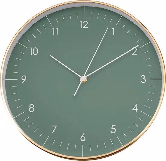 Orologio da parete silenzioso con meccanismo orario a cuarzo, design moderno e minimalista, decorazione per cucina, soggiorno, regalo, verde scuro e oro