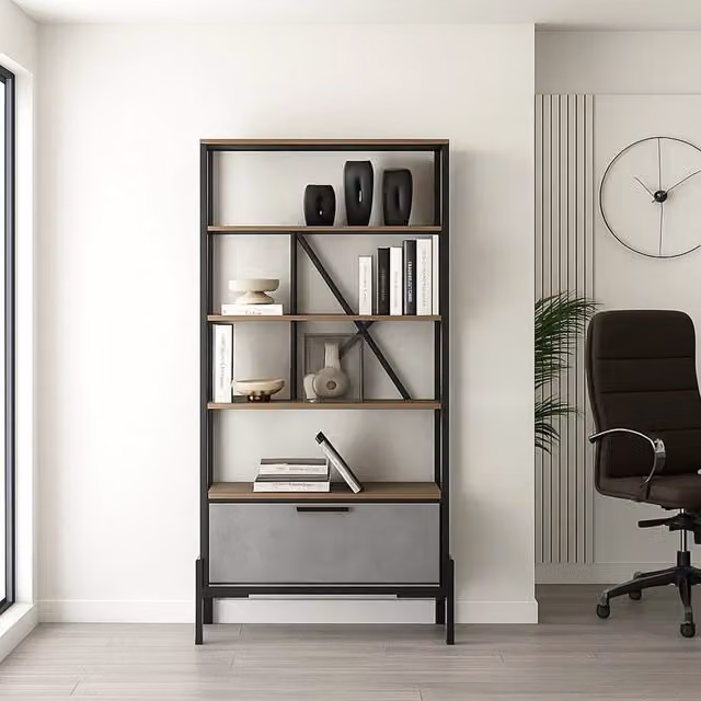 Biblioteca Fabrice, Libreria 4 Ripiani, 76x45x161h cm Marrone