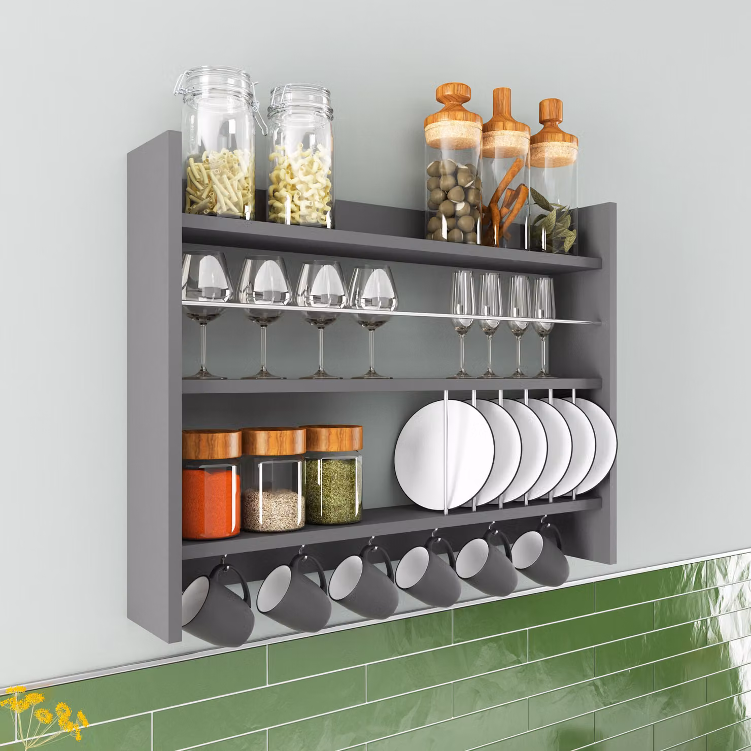 Skye Decor, Kolin - Antracite, scaffali da cucina, antracite, 85 x 65 x 15 cm