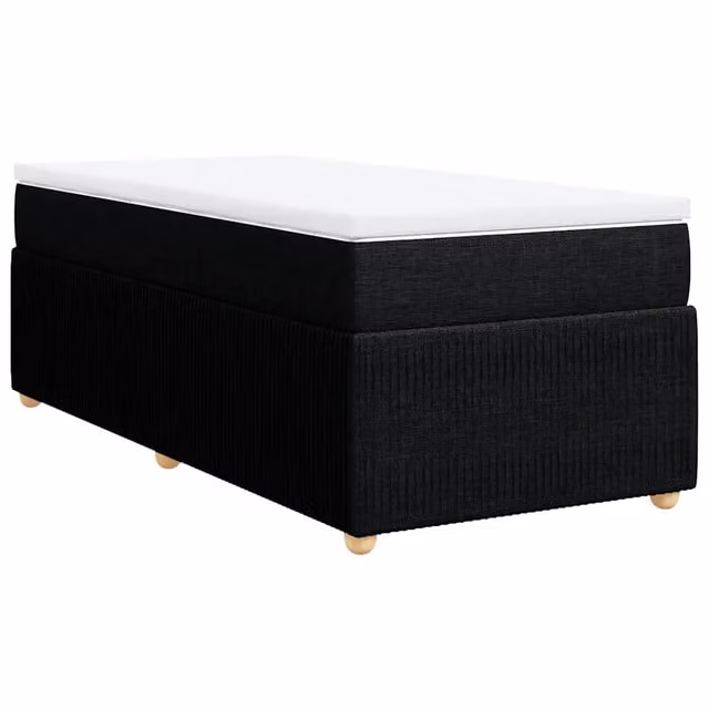 Letto singolo | Letto per adulti | Giroletto a Molle con Materasso Nero 90x200 cm in Tessuto