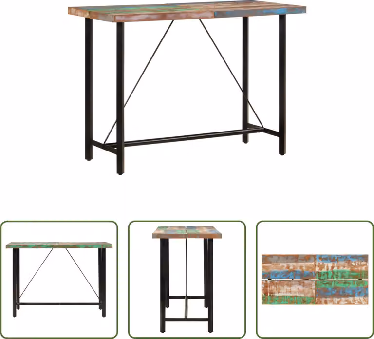 Il tavolo da pranzo Living Store, dimensioni 150x70x107 cm, in legno massello effetto legno anticato e ferro