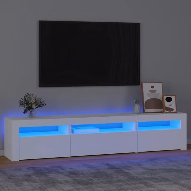 Mobile Porta TV con Luci LED-Mobile per TV-Credenza TV Bianco 195x35x40 cm