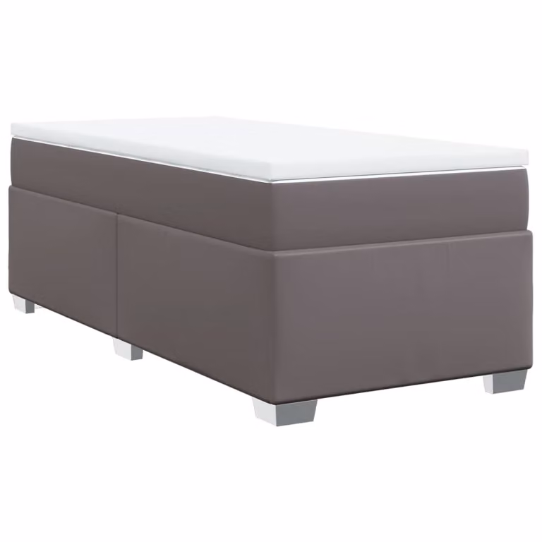 Giroletto a Molle con Materasso Grigio 100x200 cm in Pelle finta