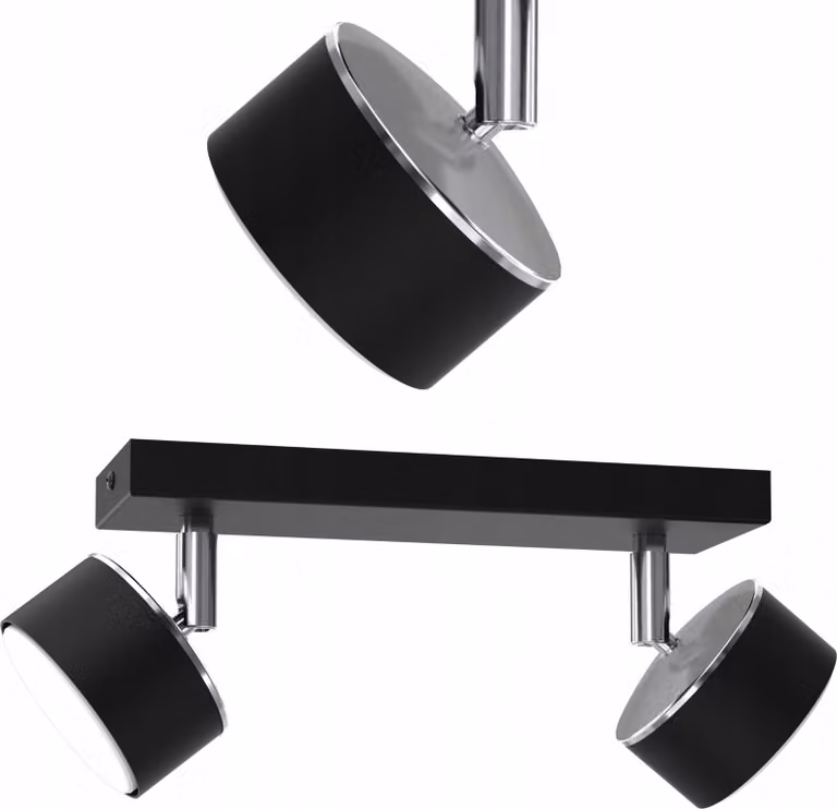 Lampada Da Soffitto Nera E Cromata Con Led Mobili Gx53 - Lampada Polacca