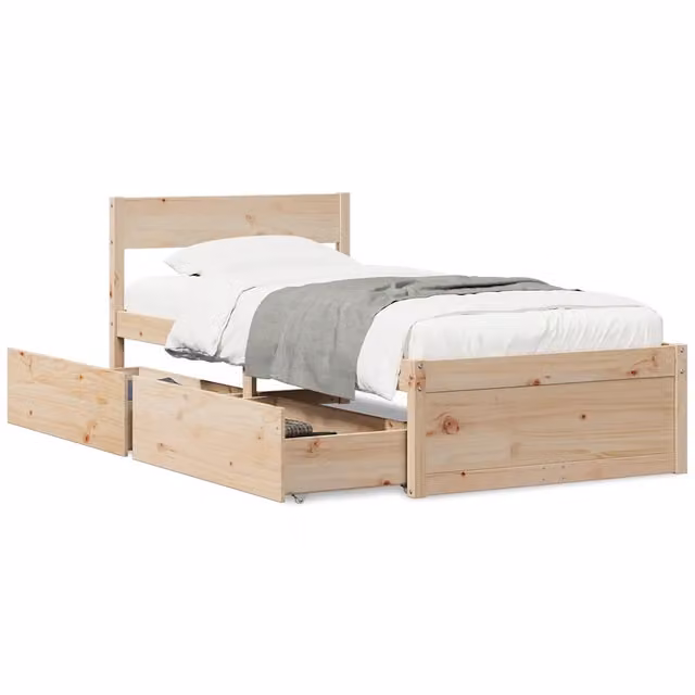 Letto singolo | Letto per adulti | Letto senza Materasso 75x190 cm in Legno Massello Pino