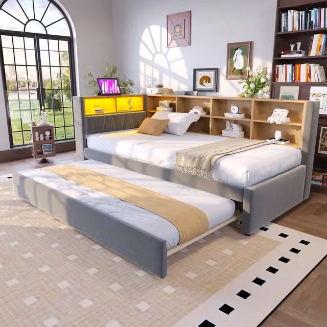 Divano letto con funzione letto estraibile flanella 90x200 cm