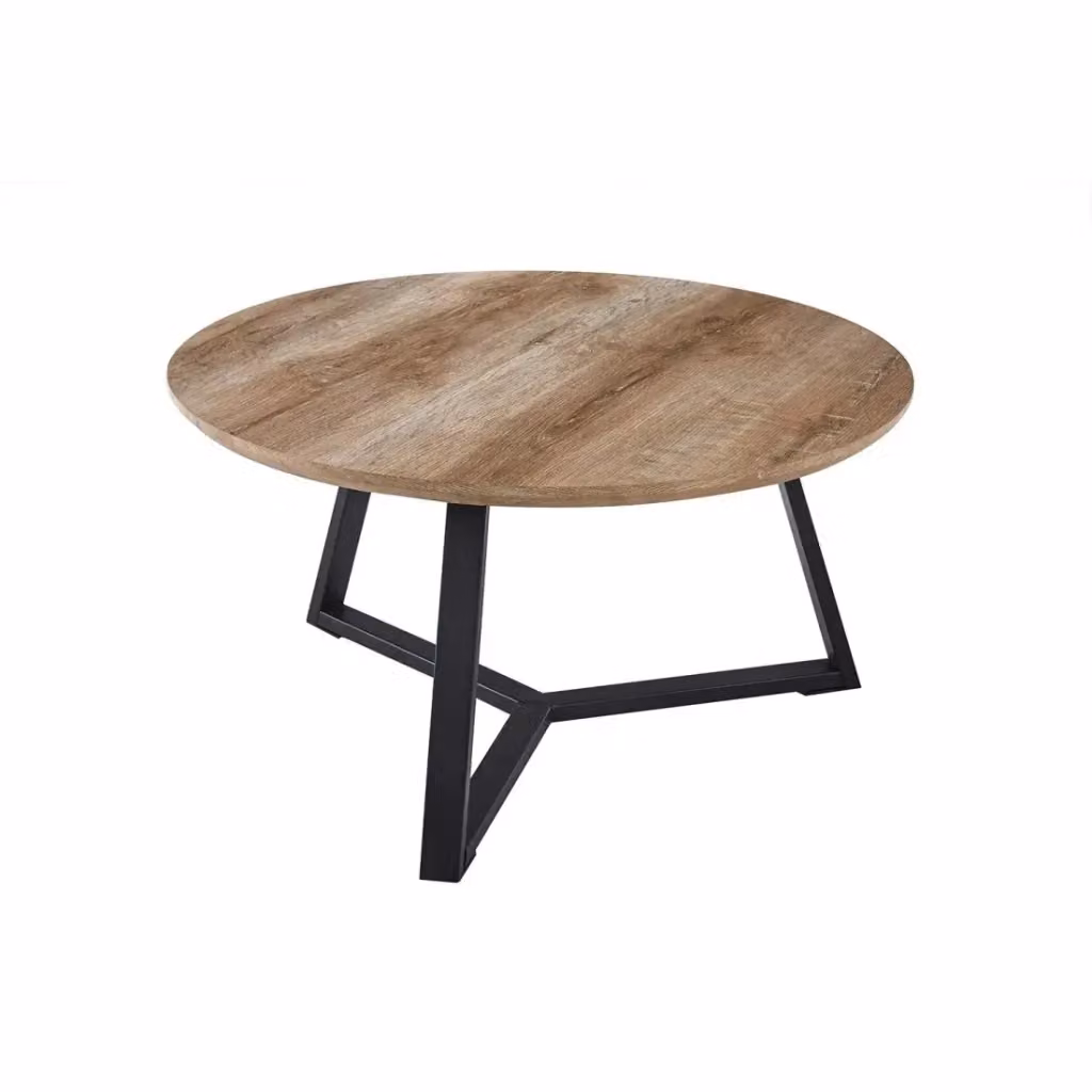 Tavolino quadrato Meublorama in stile rustico con finitura quercia e metallo nero, L: 80 cm, P: 80 cm, H: 41 cm – 2