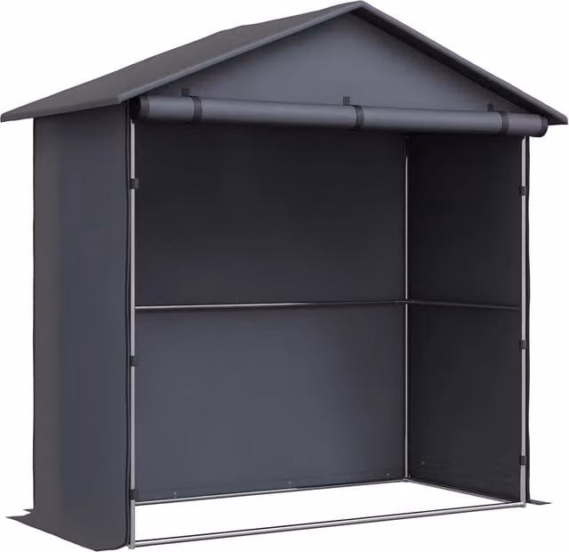 Capanno da giardino per rimessaggio bici e moto XYLO con porta avvolgibile, grigio scuro, L: 224 cm x P: 112 cm x H: 180 cm