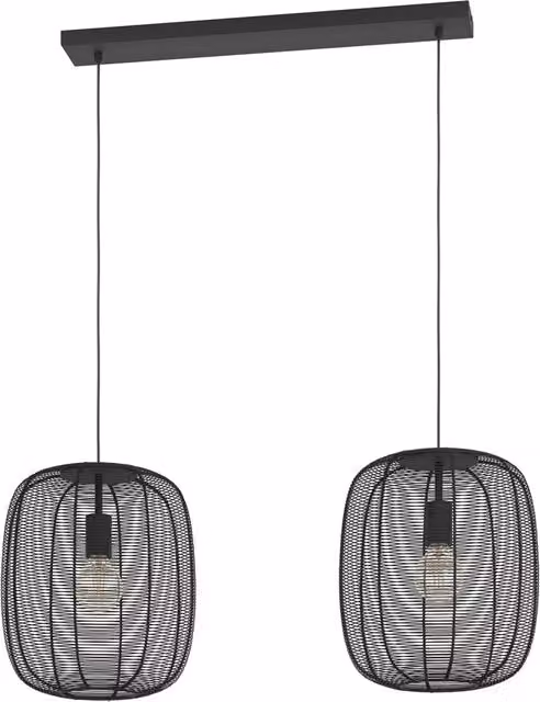 Lampadario a sospensione Eglo moderno in metallo nero con 2 luci E27