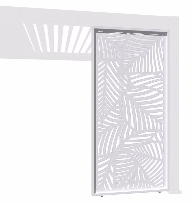 Pannello decorativo laterale per pergola, design a foglia, alluminio bianco