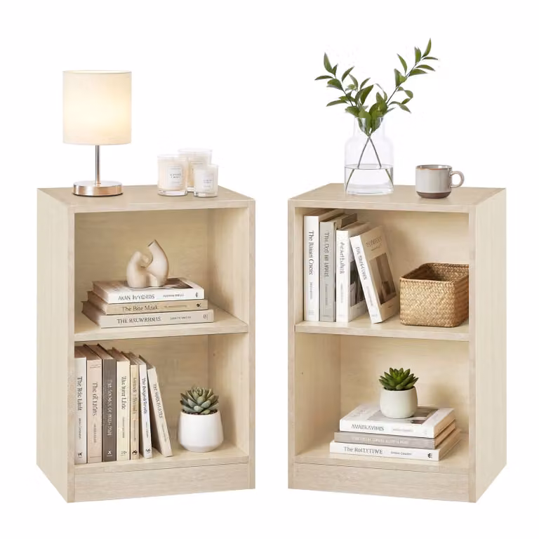 Comodino con scomparti aperti e ripiano regolabile, Beige Travertino