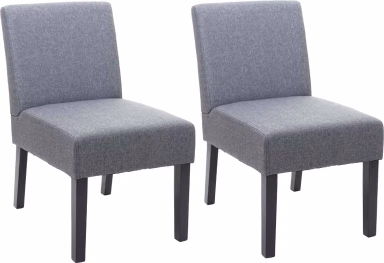 set di 2 sedie da pranzo HWC-F61, poltrona lounge, tessuto/tessuto ~ grigio scuro