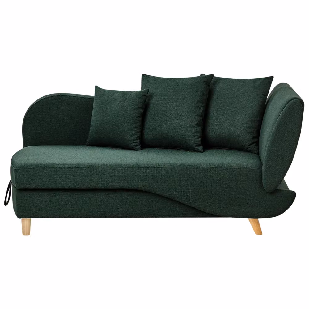 Divano angolare a L con chaise longue a destra BELIANI in tessuto verde con contenitore e funzione letto per il tuo soggiorno moderno – 2