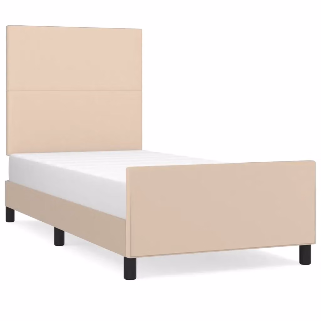 Letto con Giroletto e Testiera vidaXL in Similpelle Beige L/P/H: 90 x 200 x 128 cm – 2