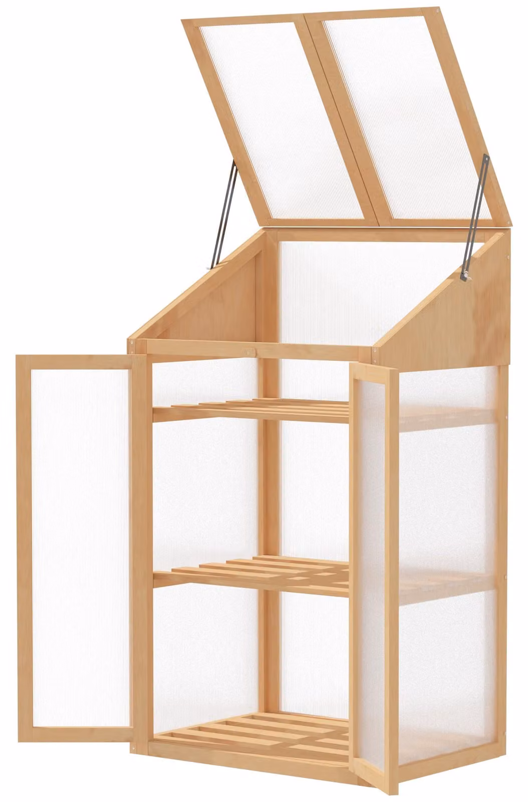 Mini serra in legno con 3 ripiani | Colore: marrone | Dimensioni: 50x70x120 cm