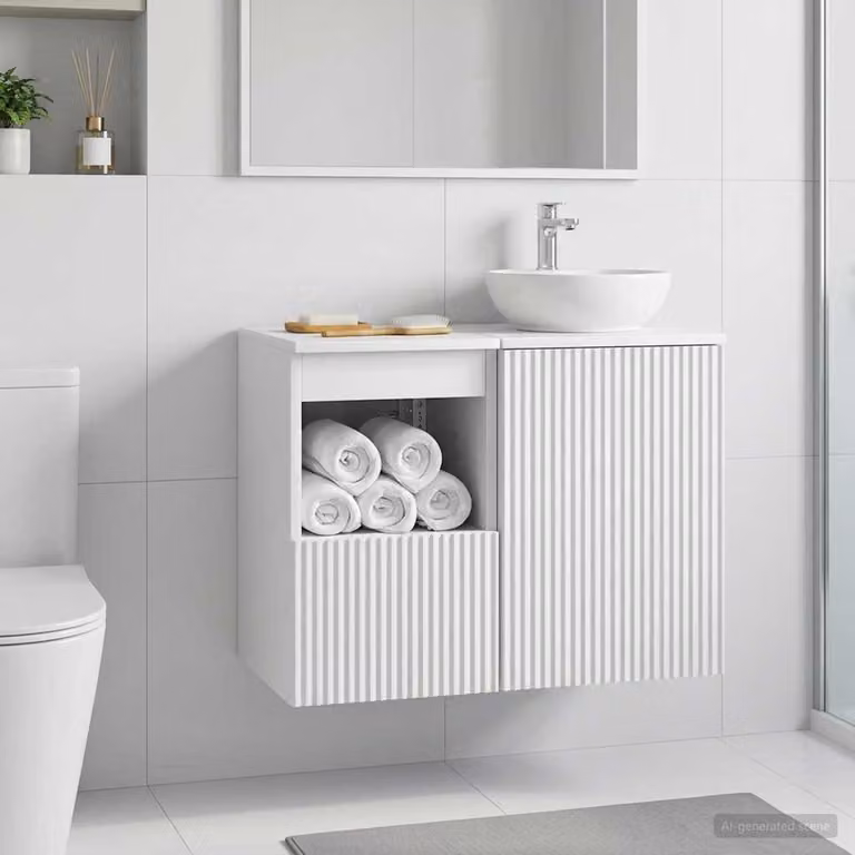 Mobile da bagno vidaXL bianco in legno MDF con ante a cerniera L: 30 cm, P: 35 cm, H: 50 cm