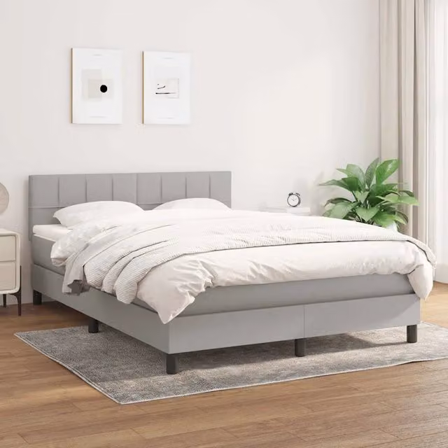 Letto Ibrido con Materasso e Struttura in Tessuto Grigio e Bianco vidaXL L/P: 140 x 190 cm
