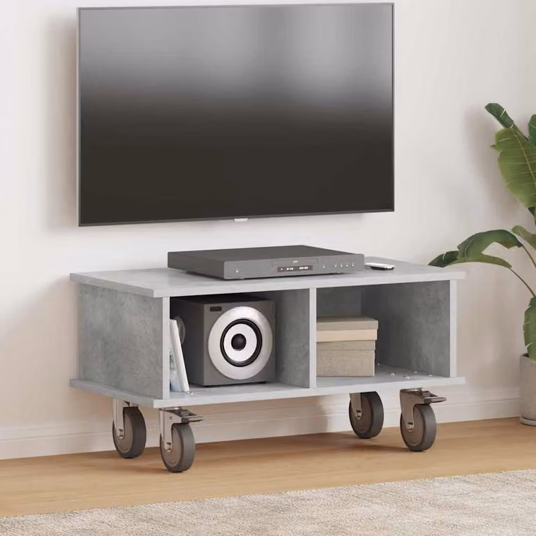 Supporto TV moderno vidaXL in legno e MDF, Grigio, L 68,5 x P 35 x H 35 cm