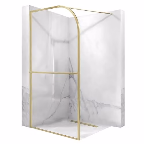 Rea - Parete Doccia Sky 100 Vetro Trasparente Da 8 Mm, Oro Spazzolato, Walk-In 0,8X100X200Cm
