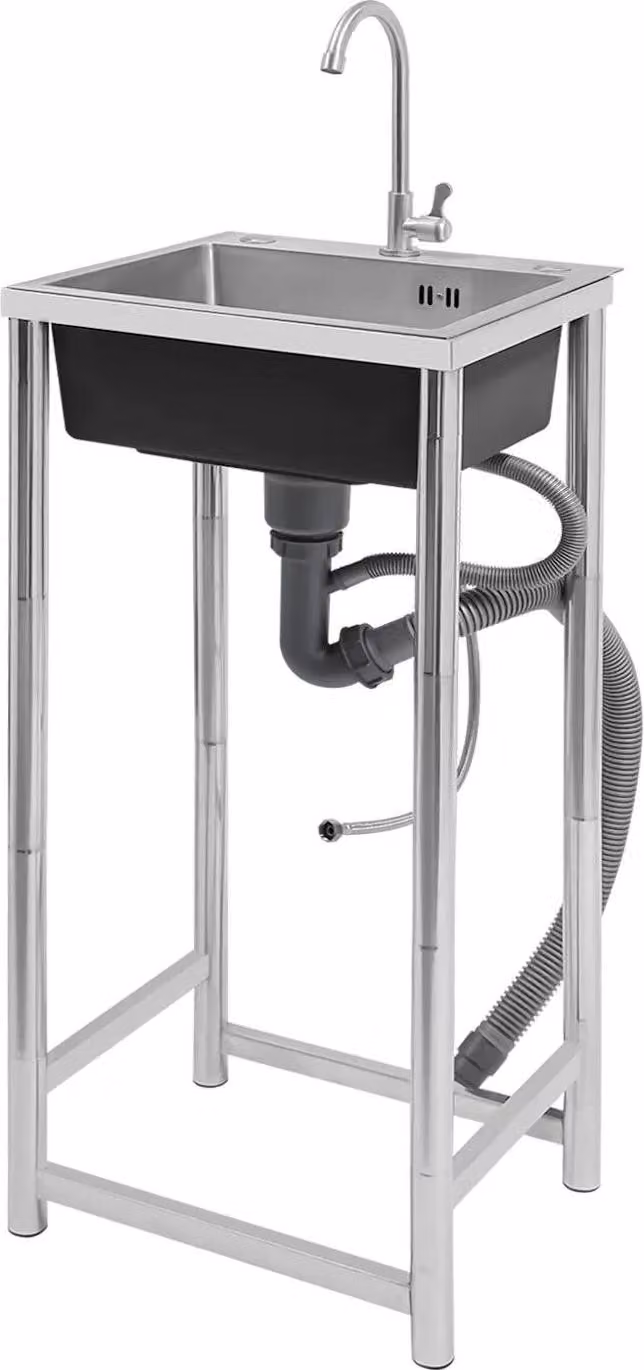 Lavello da cucina, acciaio inox resistente, design a scarico ottimizzato, argento