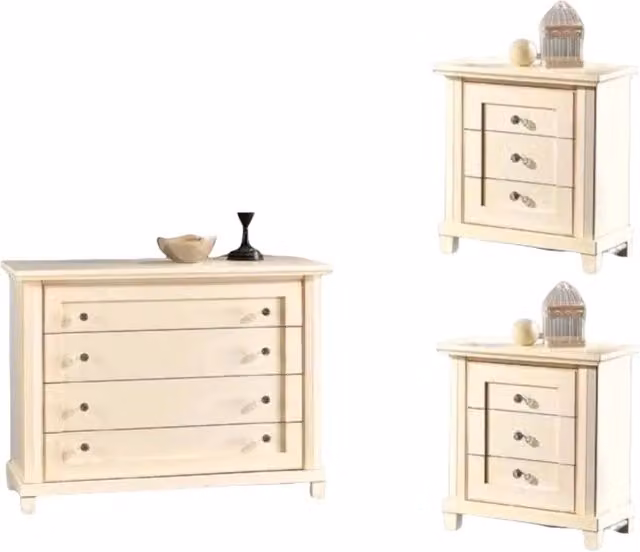 Set di 2 comodini classici in legno color avorio Mobili 2G