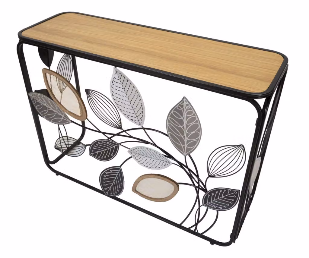 Console Autumn CHARME1921 in legno e metallo, marrone e nero, L/P/H: 108 x 36,8 x 80 cm – 2