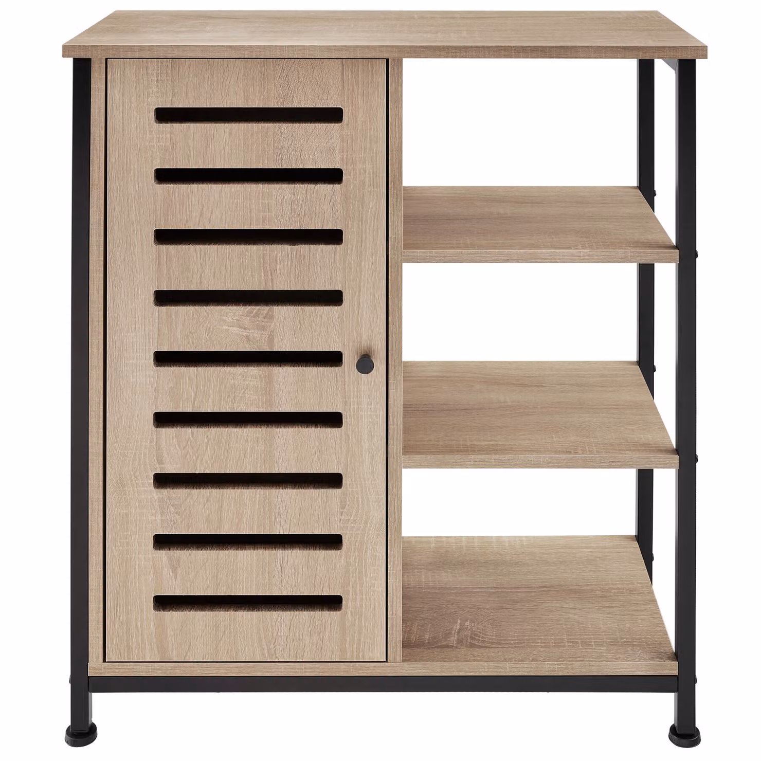 Credenza in stile industriale TecTake GmbH in legno rovere e metallo, colore beige e marrone, L: 71 cm, P: 32 cm, H: 82 cm – 3