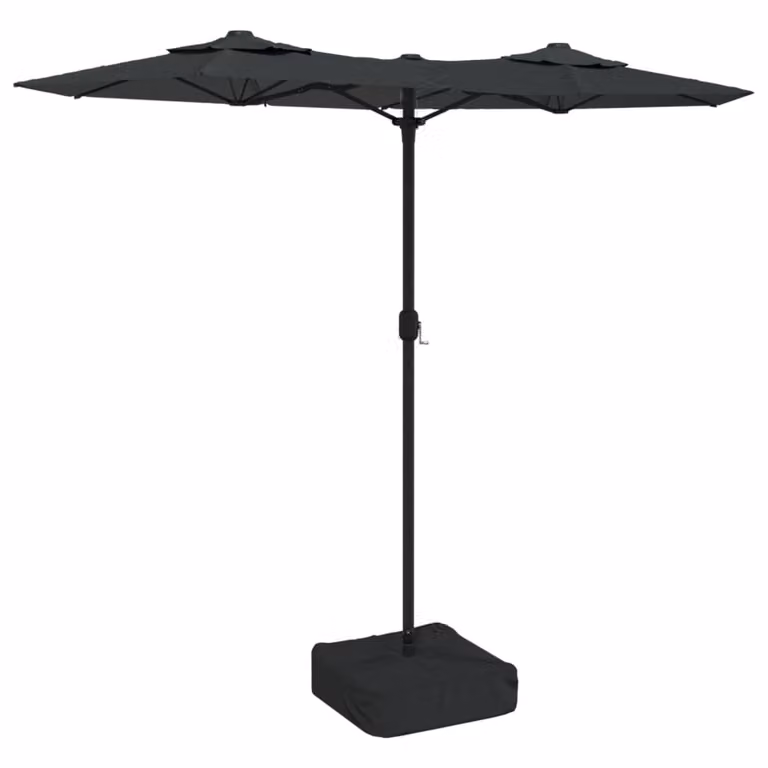 Ombrellone a Doppia Testa con LED Antracite 316x145 cm