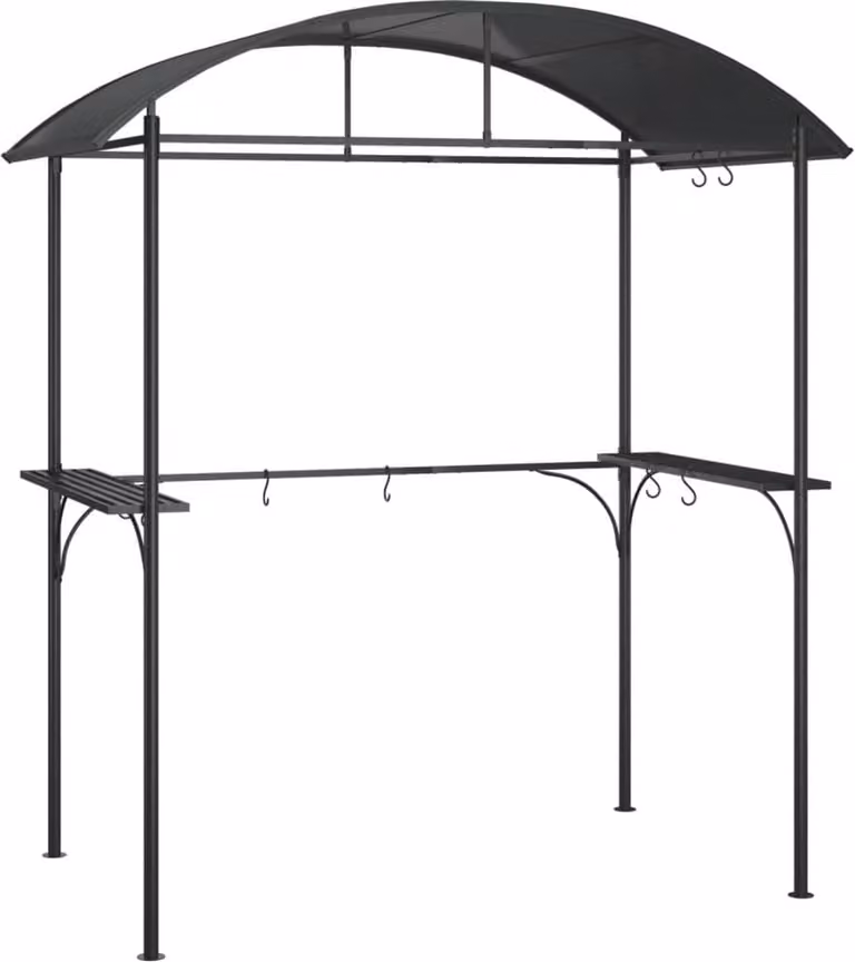 Gazebo Barbecue Ripiani Laterali Antracite 220x115x230 Acciaio
