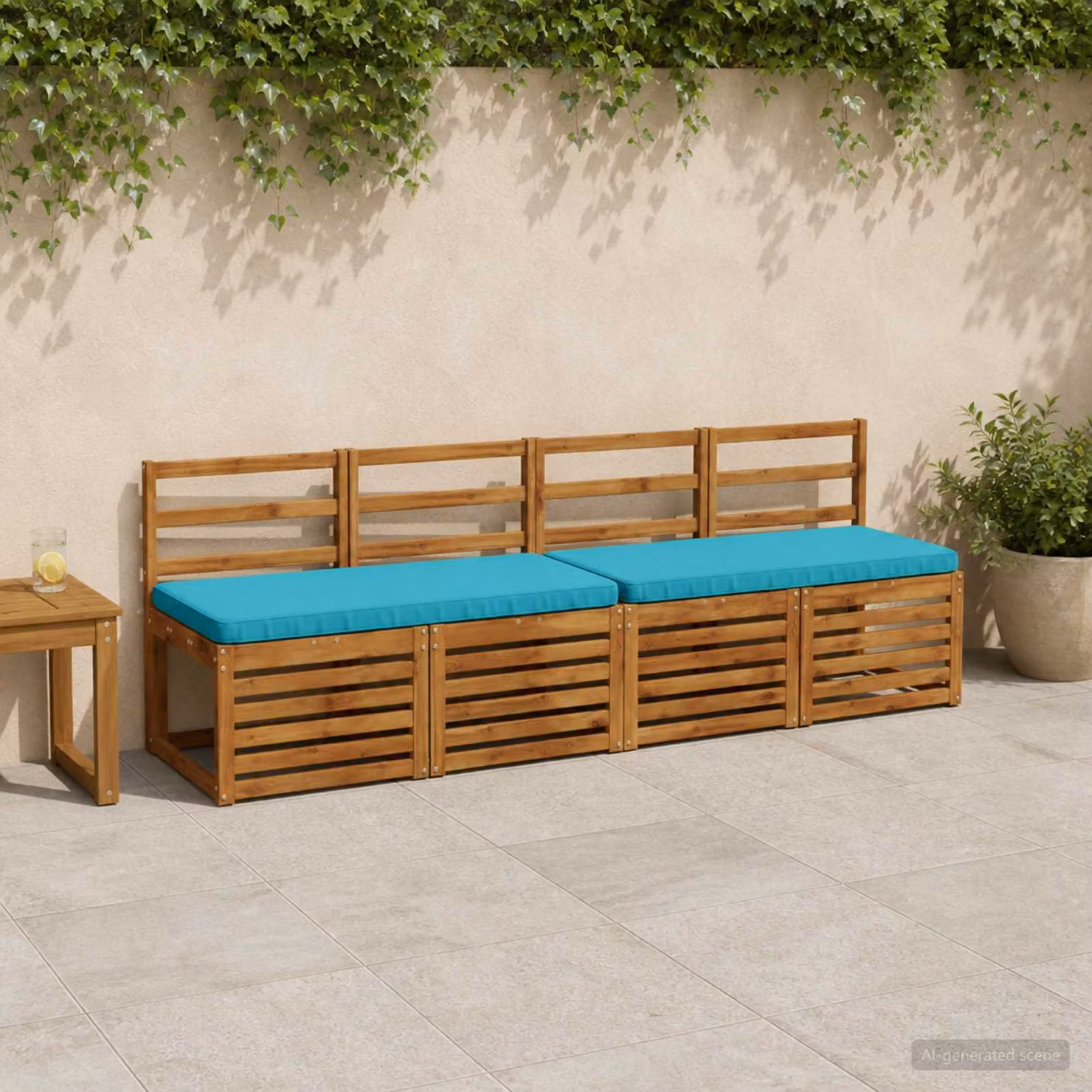 Cuscino per panchina vidaXL VUGHT in poliestere, colore turchese con rivestimento rimovibile e resistente ai raggi UV