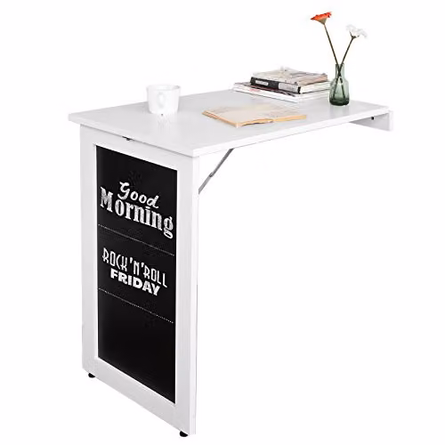 SoBuy Tavolo Pieghevole da Muro con Lavagna Memo, chiuso 8 cm, 50×75×76cm