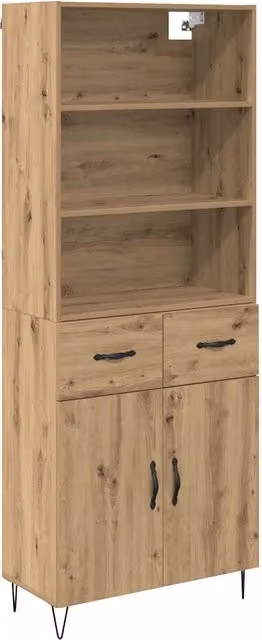 Credenza 2 pz | Madia | Buffet da pranzo | Armadio da pranzo Rovere artigianale Legno multistrato