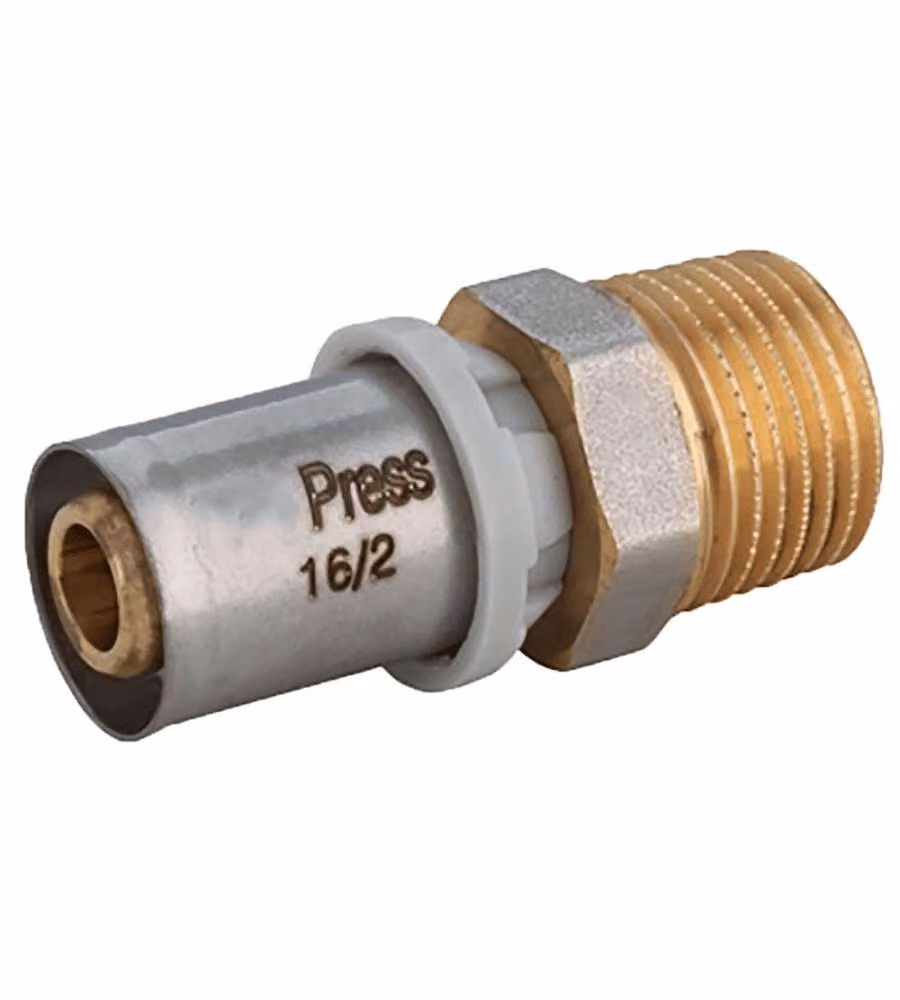 IDRO BRIC Raccordo Dritto Maschio 1/2'' x 16 mm a Pressare Multistrato