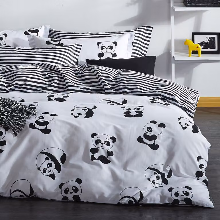 L'Essentiel Linge de Maison, Panda- ELR2128, Nero, Bianco, Copriletti, 65% cotone / 35% poliestere