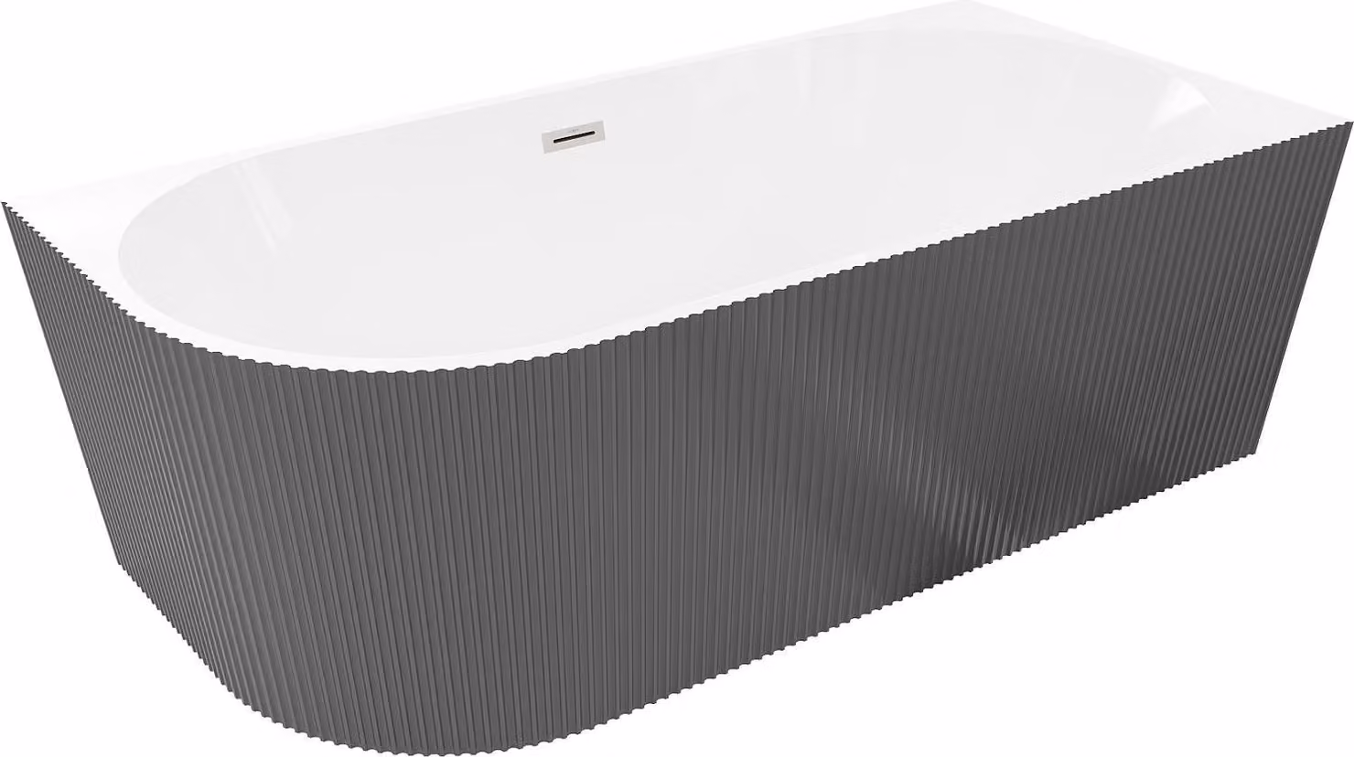 Mexen Silo vasca da bagno angolare destra rigata 170 x 80 cm, bianca/grigia, troppo pieno nichel spazzolato - 52891708062P-97