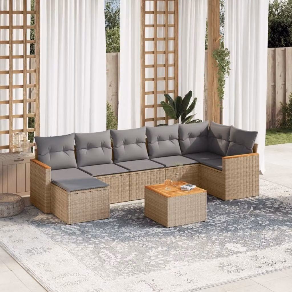 Maison Exclusive - Set Divano da Giardino 8 pz con Cuscini Beige Misto Polyrattan